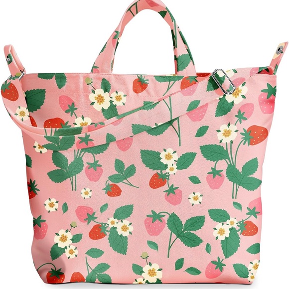 Handbags - Strawberry Print Large Tote Bag